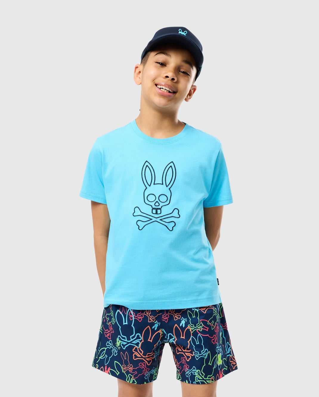 T Shirt Graphique Psycho Bunny Sheldon Graphic Tee Aquarius Enfant | ECB-18935444